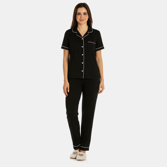 TESON Women Night Suit - Black